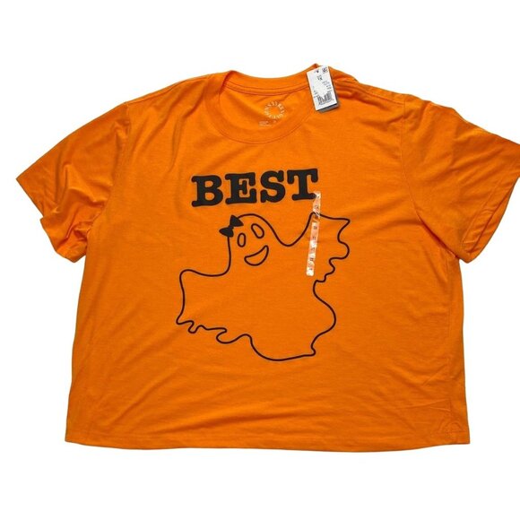 Plus Size Graphic Top Women's 3X‎ Orange Black Halloween Holiday Ghost Cute NEW - Picture 3 of 11